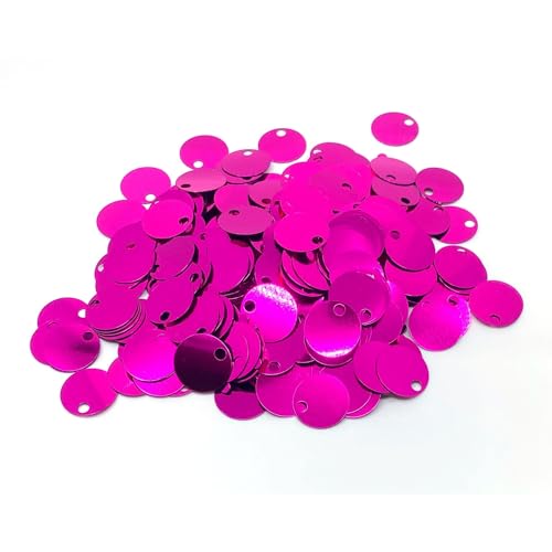 Flache runde Pailletten, 20 mm, 285 Stück, 20 mm, Loch 4 mm, gemischte Farben, Acryl-Pailletten, 50 g (Fushia) von bihızlı