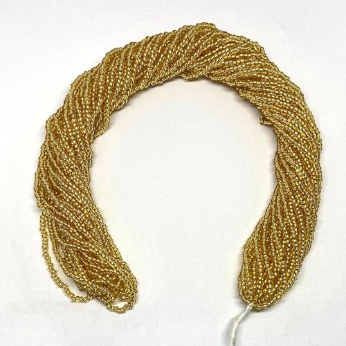Tschechische Glasperlen, 11/0, silberfarbener Rand, 12 Stränge, mehrfarbig (transparentes Gold) von bihızlı