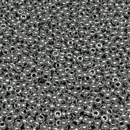 Tschechische Glasperlen, 8/0, 20 g, 800 Stück (Aluminium-Silber) von bihızlı