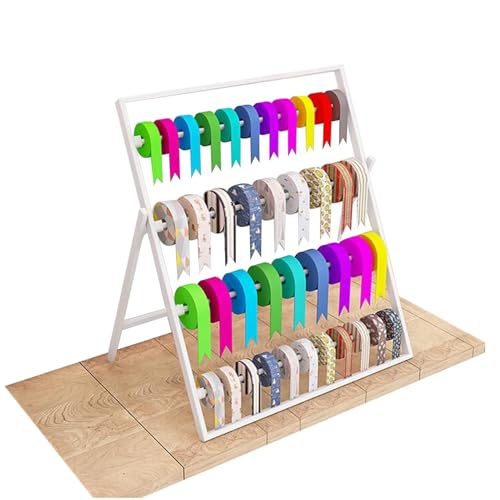 bingomiynhg Organizer-Halter für Bastelbänder, 4-stufiger Präsentationsständer aus Metall für Geschenkbänder mit Abnehmbarer Stange, Moderne Tisch-Aufbewahrungsregale für den gewerblichen Gebr bingomiynhg Organizer-Halter für Bastelbänder, 4-stufiger Präsentationsständer aus Metall für Geschenkbänder mit Abnehmbarer Stange, Moderne Tisch-Aufbewahrungsregale für den gewerblichen Gebr von bingomiynhg