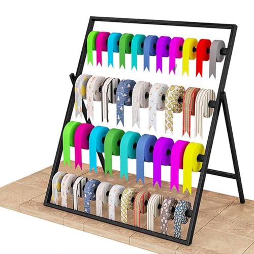 bingomiynhg Organizer-Halter für Bastelbänder, 4-stufiger Präsentationsständer aus Metall für Geschenkbänder mit Abnehmbarer Stange, Moderne Tisch-Aufbewahrungsregale für den gewerblichen Gebr von bingomiynhg