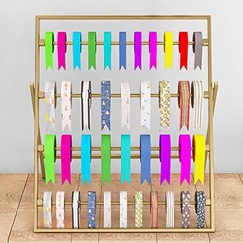 bingomiynhg Organizer-Halter für Bastelbänder, 4-stufiger Präsentationsständer aus Metall für Geschenkbänder mit Abnehmbarer Stange, Moderne Tisch-Aufbewahrungsregale für den gewerblichen Gebr von bingomiynhg