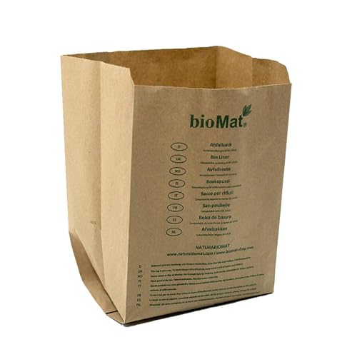 bioMat Kompostierbare 10l Papiertüten für Biomüll, 300 Biomülltüten aus Recyclingpapier, Nassfest, Doppelter Boden von bioMat