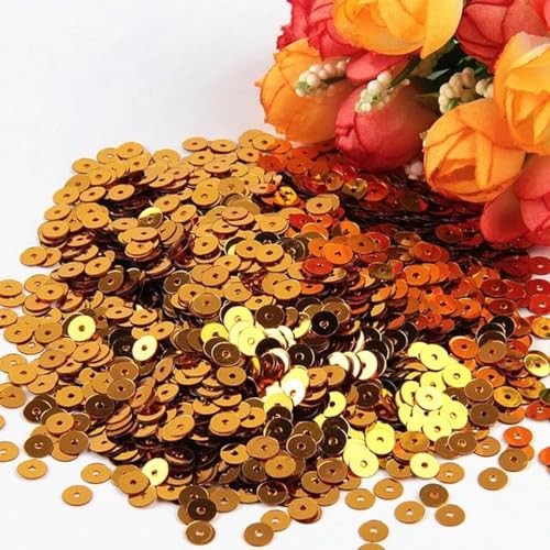Gold-Pailletten, 3 mm, 4 mm, 5 mm, 6 mm, flacher Becher, rund, lose Pailletten zum Basteln, Nähen, Dekoration, DIY-Zubehör, 5 mm, Dunkelgold, 50 Gramm Gold-Pailletten, 3 mm, 4 mm, 5 mm, 6 mm, flacher Becher, rund, lose Pailletten zum Basteln, Nähen, Dekoration, DIY-Zubehör, 5 mm, Dunkelgold, 50 Gramm von birnn