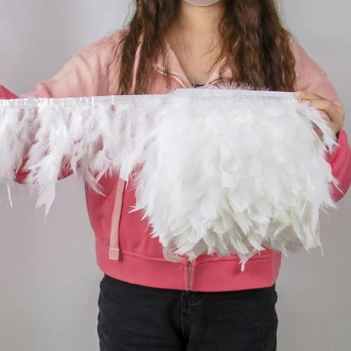 Truthahnfedern, Fransen, 2, 5, 10 Meter, flauschiges Federband für Kostüm, Kleid, Rock, Dekoration, Weiß, 10–15 cm, 10 m Truthahnfedern, Fransen, 2, 5, 10 Meter, flauschiges Federband für Kostüm, Kleid, Rock, Dekoration, Weiß, 10–15 cm, 10 m von birnn