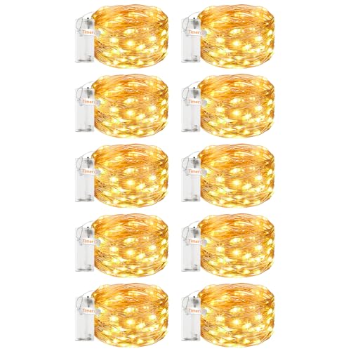 bitjam 10 Stück Lichterkette Batterie Timer, 3M 30 LED Mini Kupferdraht Fairy Lights, Lichterketten Batteriebetrieben (AA Batterie) für Party Weihnachten Hochzeit Schlafzimmer Innen Deko, Warmweiß von bitjam