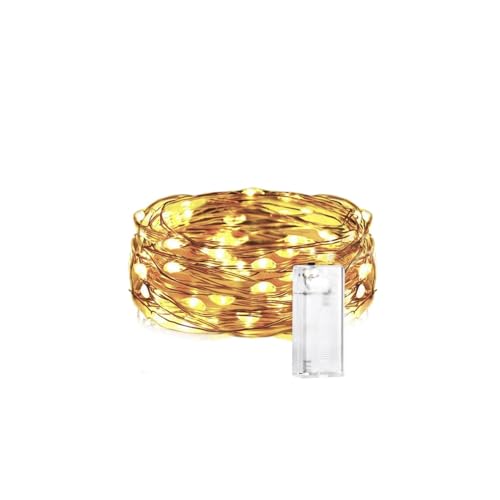 LED-Lichterkette, Kupferdraht, 3AA-Batterie, warmweiß, 5 m, ideal für Innen- und Außendekoration auf Partys und Feiern. von blendend