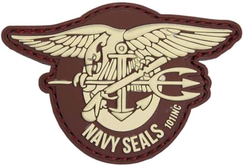3D US Navy Seals PVC Emblem patch Aufnäher, Klett, Navy Seals (braun) von blntackle76