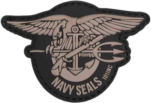 3D US Navy Seals PVC Emblem patch Aufnäher, Klett, Navy Seals (grau) von blntackle76