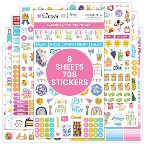 Bloom daily planners Planer Neu verbesserte klassische Planer-Stickerbögen – Verschiedene Sticker-Packs zum Dekorieren, Planen, Scrapbooking usw. – 708 Sticker pro Packung! Bloom daily planners Planer Neu verbesserte klassische Planer-Stickerbögen – Verschiedene Sticker-Packs zum Dekorieren, Planen, Scrapbooking usw. – 708 Sticker pro Packung! von bloom daily planners
