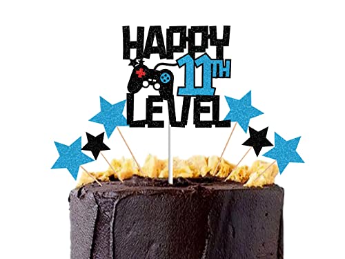 bng-bng Tortenaufsatz zum 11. Geburtstag, glitzernd, "Happy 11th Level Birthday", Cupcake-Topper, für Jungen und Mädchen, 11. Geburtstag, Spiel, Themenparty, Zubehör, elf Jahre alte von bng-bng