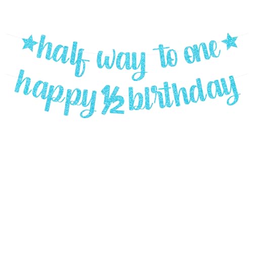 Half Way To One Happy 1/2 Birthday Banner Blau von bng-bng