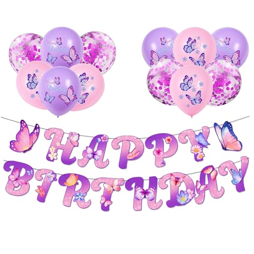 Schmetterling Happy Birthday Banner und Luftballons von bng-bng