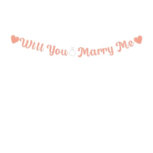 bng Wimpelkette mit Aufschrift "Will You Marry Me", für Valentinstag, Hochzeit, Party, Girlande für Heiratsantrag, Valentinstag, Party-Dekoration, Foto-Requisiten, Rotgold von bng-bng