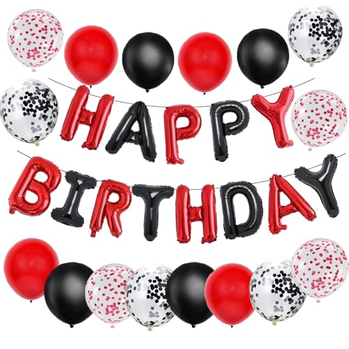 bng-bng Geburtstag Party Dekorationen Schwarz und Rot Folie Happy Birthday Ballon Banner Konfetti Ballons Kit für Männer Jungen Mädchen Frauen Party Supplies bng-bng Geburtstag Party Dekorationen Schwarz und Rot Folie Happy Birthday Ballon Banner Konfetti Ballons Kit für Männer Jungen Mädchen Frauen Party Supplies von bng-bng