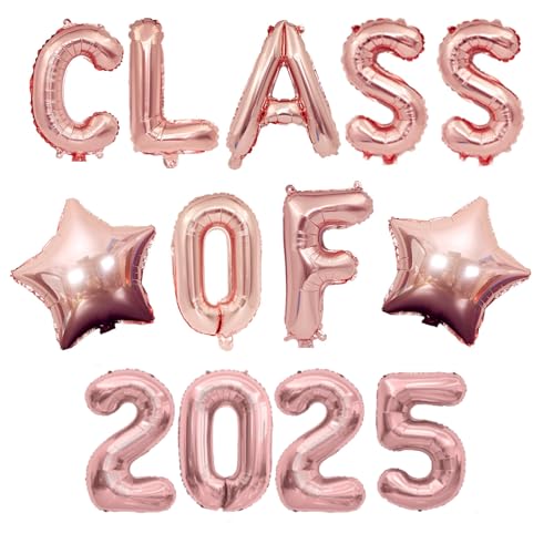 bng-bng Luftballons der Klasse 2025, Folienballons zum Schulabschluss, Abschlussball 2025, 40,6 cm, Buchstabenbanner der Klasse 2025, für Abschluss, Party, Dekoration, Roségold bng-bng Luftballons der Klasse 2025, Folienballons zum Schulabschluss, Abschlussball 2025, 40,6 cm, Buchstabenbanner der Klasse 2025, für Abschluss, Party, Dekoration, Roségold von bng-bng
