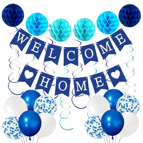 bng-bng Willkommensdekoration, blaues Willkommens-Banner, Luftballons, Waben, Wirbel, Dekorationsset, für Willkommens-Babyparty, Party-Dekorationen, blau bng-bng Willkommensdekoration, blaues Willkommens-Banner, Luftballons, Waben, Wirbel, Dekorationsset, für Willkommens-Babyparty, Party-Dekorationen, blau von bng-bng