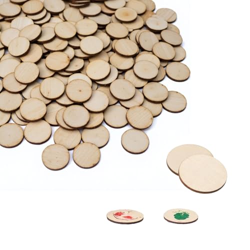 Holzscheiben 20mm,420 Stück Runde holzscheiben 2cm Durchmesser Klein,Naturholzscheiben für Hochzeit Dekoration DIY Handwerk Handarbeit Holz Etiketten (20MM 420 PCS) von boeyeleny