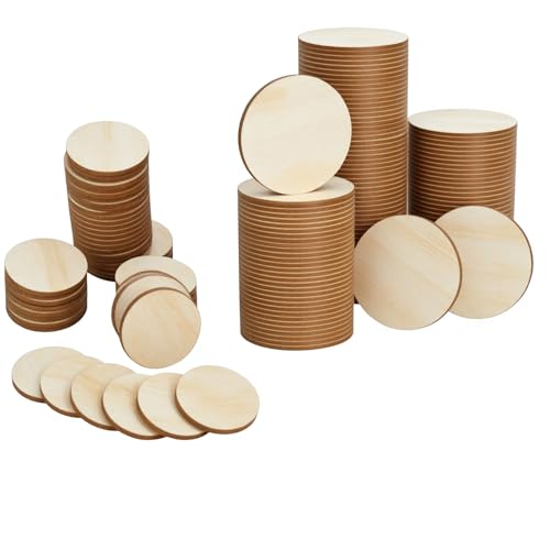 Holzscheiben 20mm 25mm,350 Stück Runde holzscheiben 2cm 2.5cm Durchmesser Klein,Naturholzscheiben für Hochzeit Dekoration DIY Handwerk Handarbeit Holz Etiketten(2cm 200 2.5cm 100) von boeyeleny
