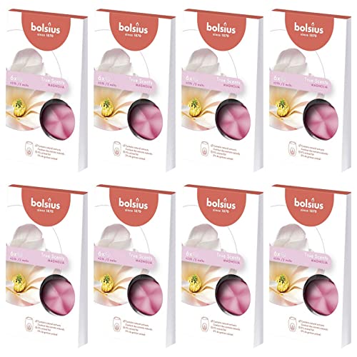 Bolsius Aromatic Wax Melts 8 x 6er Pack (48 Stück) Duft Schmelzblüten Wachs (Magnolie) von bolsius