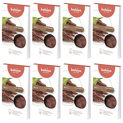 Bolsius Aromatic Wax Melts 8 x 6er Pack (48 Stück) Duft Schmelzblüten Wachs (Oud Wood (70)) von bolsius