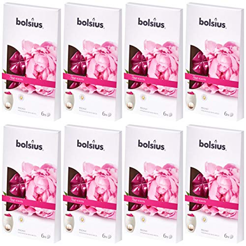 Bolsius Aromatic Wax Melts 8 x 6er Pack (48 Stück) Duft Schmelzblüten Wachs (Peony (62)) von bolsius