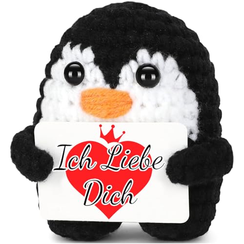 boluoboluomi Positive Penguin Ich Liebe Dich Geschenke, Jahrestag Geschenk für Frauen, Pocket Hug Pinguin, Romantische Geschenk für Ehefrau Hochzeitstag Valentinstag (B) von boluoboluomi