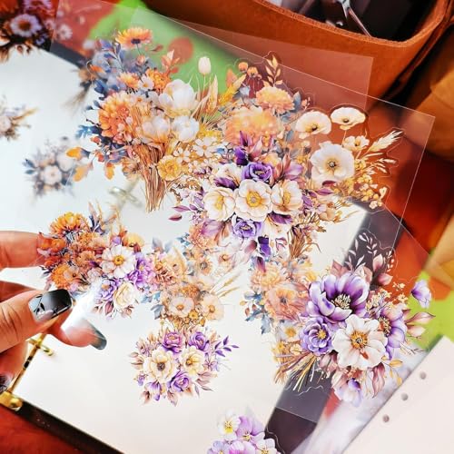 Holographische Blumen-Aufkleber Set, Wasserfest, Vintage Goldfolie, für Tagebücher und Scrapbooks, Bastelbedarf (Flower) von bomichi