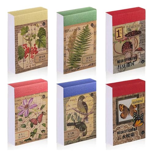 Vintage Botanische Aufkleber, 6 Sets mit 300 Stück, Dekorative Sticker für DIY Journaling, Tagebuch, Planer, Basteln (Vintage Nature) von bomichi