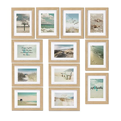 bomoe 12er Bilderrahmen Set Ocean – Fotorahmen Collage für 13x18 cm Bilder Holzbilderrahmen mit Passepartout - Bilder Collage Fotorahmen aus Holz & Kunststoffglas - Fotowand Bilder Set Eiche bomoe 12er Bilderrahmen Set Ocean – Fotorahmen Collage für 13x18 cm Bilder Holzbilderrahmen mit Passepartout - Bilder Collage Fotorahmen aus Holz & Kunststoffglas - Fotowand Bilder Set Eiche von bomoe