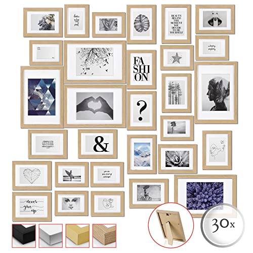 bomoe 30tlg Bilderrahmen Set Verschiedene Größen 10x 10x15cm, 15x 13x18cm, 5x 20x30cm – Bilderrahmen Holz Set Fotowand Fotorahmen Bilderrahmen Collage Eiche inkl. Passepartout & Aufsteller – Emotion bomoe 30tlg Bilderrahmen Set Verschiedene Größen 10x 10x15cm, 15x 13x18cm, 5x 20x30cm – Bilderrahmen Holz Set Fotowand Fotorahmen Bilderrahmen Collage Eiche inkl. Passepartout & Aufsteller – Emotion von bomoe