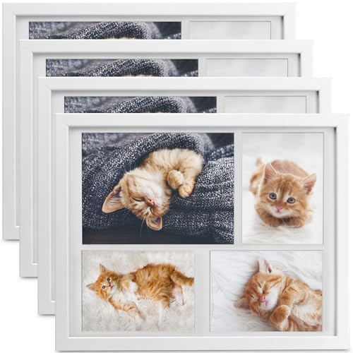 bomoe 4x Bilderrahmen 10x15 cm & 15x21 cm Weiß – Fotorahmen Collage Holz für 4 Fotos, Kunststoffglas, Metall-Aufhängung & Passepartout Multirahmen für Bilderrahmen Set – Picture Photo Frame Galeria bomoe 4x Bilderrahmen 10x15 cm & 15x21 cm Weiß – Fotorahmen Collage Holz für 4 Fotos, Kunststoffglas, Metall-Aufhängung & Passepartout Multirahmen für Bilderrahmen Set – Picture Photo Frame Galeria von bomoe