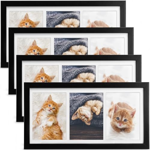 bomoe 4x Bilderrahmen Collage für 3 Fotos 10x15 cm – Fotorahmen Collage aus Holz, Kunststoffglas, Metall-Aufhängung & Passepartout Multirahmen für Bilderrahmen Set – Bilderrahmen 10x15 Schwarz Galeria bomoe 4x Bilderrahmen Collage für 3 Fotos 10x15 cm – Fotorahmen Collage aus Holz, Kunststoffglas, Metall-Aufhängung & Passepartout Multirahmen für Bilderrahmen Set – Bilderrahmen 10x15 Schwarz Galeria von bomoe