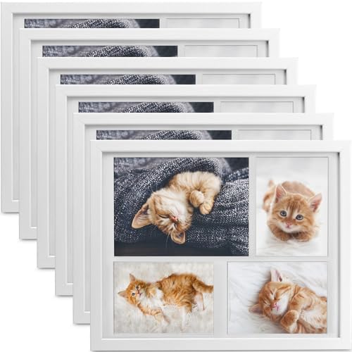 bomoe 6x Bilderrahmen 10x15 cm & 15x21 cm Weiß – Fotorahmen Collage Holz für 4 Fotos, Kunststoffglas, Metall-Aufhängung & Passepartout Multirahmen für Bilderrahmen Set – Picture Photo Frame Galeria bomoe 6x Bilderrahmen 10x15 cm & 15x21 cm Weiß – Fotorahmen Collage Holz für 4 Fotos, Kunststoffglas, Metall-Aufhängung & Passepartout Multirahmen für Bilderrahmen Set – Picture Photo Frame Galeria von bomoe