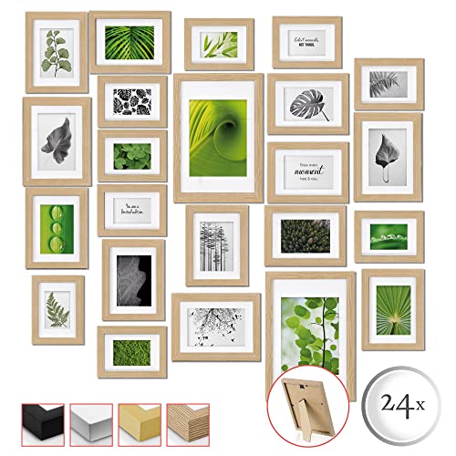 bomoe 30er Bilderrahmen Set Emotion - Fotorahmen Collage Fotowand Photo Frame Set aus Holz & Plexiglas mit Passepartout & Aufsteller - 10x 10x15 / 15x 13x18 / 5x 20x30 Bilder Rahmen in Eiche bomoe 30er Bilderrahmen Set Emotion - Fotorahmen Collage Fotowand Photo Frame Set aus Holz & Plexiglas mit Passepartout & Aufsteller - 10x 10x15 / 15x 13x18 / 5x 20x30 Bilder Rahmen in Eiche von bomoe