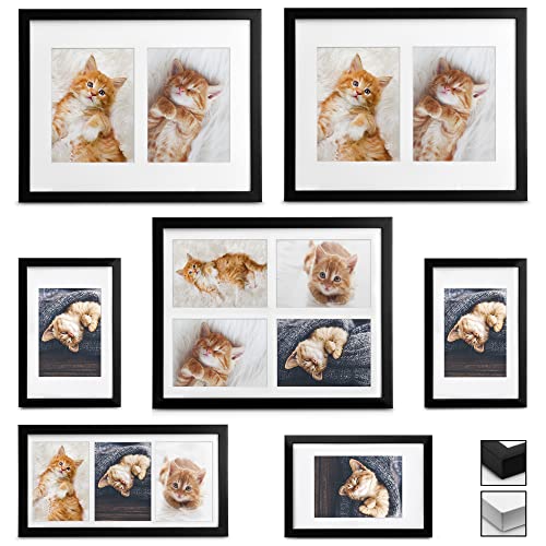 bomoe Bilderrahmen Collage 10x15 cm, 13x18 cm, 9x13 cm – 7x Mehrfach Bilderahmen Set Schwarz Fotorahmen Holzbilderrahmen Bilderrahmen mit Passepartout, Fotorahmen aus Holz & Kunststoffglas Galeria bomoe Bilderrahmen Collage 10x15 cm, 13x18 cm, 9x13 cm – 7x Mehrfach Bilderahmen Set Schwarz Fotorahmen Holzbilderrahmen Bilderrahmen mit Passepartout, Fotorahmen aus Holz & Kunststoffglas Galeria von bomoe