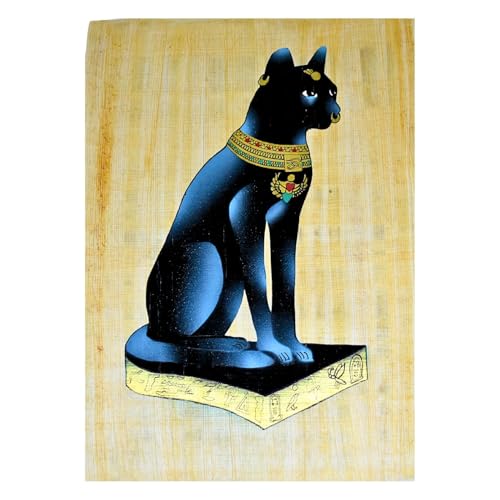 Ägyptisches authentisches Papyrus-Malpapier, handbemalt, Pharaonen, Bastet, Baste, Katze, antiker Horus, Kartusche, Hieroglyphen, Schriftrolle, Geschichte, Papyri-Hieroglyphen, 30 x 20 cm Ägyptisches authentisches Papyrus-Malpapier, handbemalt, Pharaonen, Bastet, Baste, Katze, antiker Horus, Kartusche, Hieroglyphen, Schriftrolle, Geschichte, Papyri-Hieroglyphen, 30 x 20 cm von bonballoon