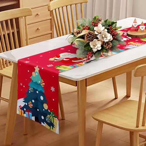 Bonna Weihnachten Tischläufer 183*35cm ,Bequemer Samtstoff mit einem haptischen ,GefühlGeeignet für Urlaub, Versammlungen, Wohnzimmer Dekoration, etc (rot) von Bonna