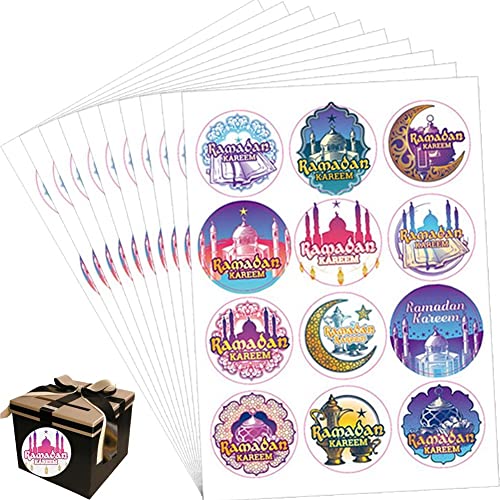 bopely 120pcs Ramadan Sticker Eid Mubarak Geschenketikett Runde Ramadan Aufkleber Geschenkpaket Aufkleber Islamic Muslim Label von bopely