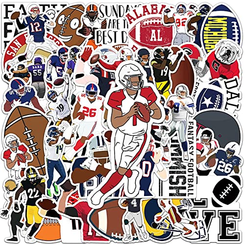 bopely 50 Pcs American Football Sticker, Decal Decoration Aufkleber, wasserdichte Abziehbilder Für Laptop -Computer -Telefon Hülle Autos Skatarreboard von bopely