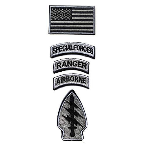 Military Patches, Tactical American Flag Patches Special Forces Ranger Airborne Badges 5 Pieces Hook and Loop Embroidered Moral Patch (Gray) von boshiho