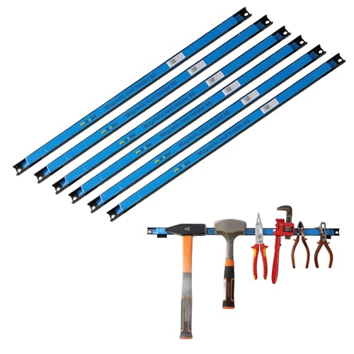 botle 6 x Magnetleiste Werkzeug Metallstreifen Länge 60 cm Schwarz Werkzeughalter Starker Magnet, mit Befestigungslöchern, Schrauben und Dübel inklusive für Schraubendreher, Zangen, Bohrer und mehr von botle