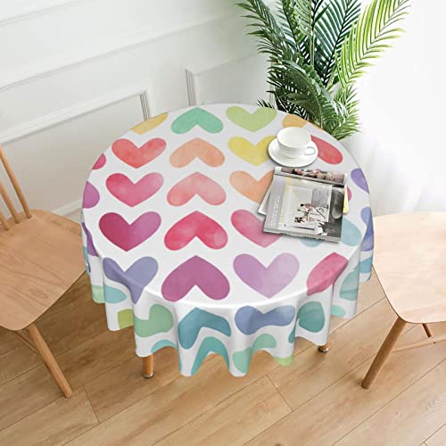 Runde Tischdecke 152cm, Buntes Aquarell Herzmuster Outdoor Tischdecke Pflegeleicht Tischdecke Für Küche Dekoration Garten Tischdecke, Für Party, Hochzeit Runde Tischdecke 152cm, Buntes Aquarell Herzmuster Outdoor Tischdecke Pflegeleicht Tischdecke Für Küche Dekoration Garten Tischdecke, Für Party, Hochzeit von bozhoushimatingbaihuoyouxiangongsi