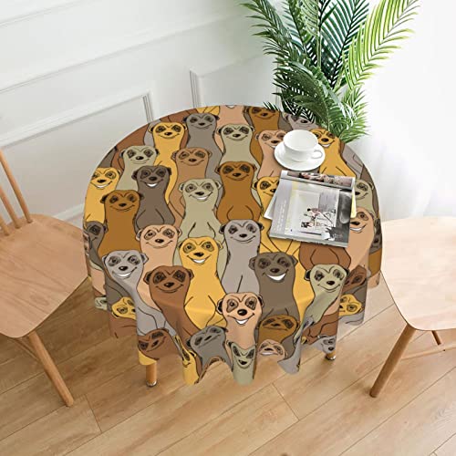 Tischdecke 152cm, Lustige Lächelnde Erdmännchen Abwaschbar Tischtuch Dekoration Party Tischdecke Schmutzabweisend Drucken Tischdecke, Für Abendessen, Picknick von bozhoushimatingbaihuoyouxiangongsi