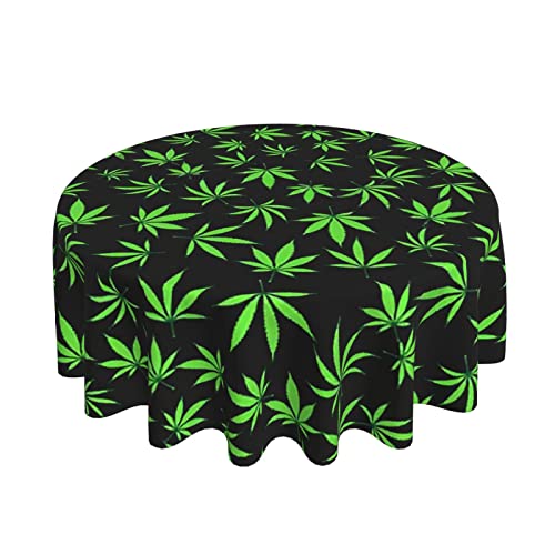 Party Tischdecken Marihuana-Blätter Rund Tischdecke Abwaschbar Wachstischdecke 152Cm Für Indoor Picknick Outdoor von bozhoushimotangbaihuoyouxiangongsi