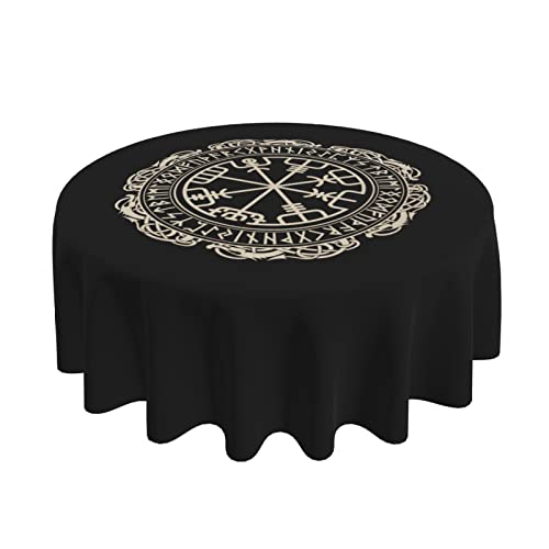 Wachstuch Magischer Runenkompass Im Wikinger-Design Abwaschbar Garten Tischdecke Pflegeleicht Wachstuchtischdecke 152Cm Für Party Jubiläum Picknick von bozhoushimotangbaihuoyouxiangongsi