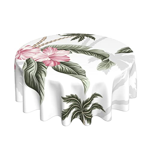 Wachstuch Tropische Hawaiianische Palmen Vintage Rosa Hibiskusblume Glatt Tischwäsche Rund Gartentischdecke 152Cm Für Indoor Party Garten Wachstuch Tropische Hawaiianische Palmen Vintage Rosa Hibiskusblume Glatt Tischwäsche Rund Gartentischdecke 152Cm Für Indoor Party Garten von bozhoushimotangbaihuoyouxiangongsi