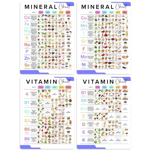 bqw Vitamin and Mineral Poster Gesunde Lebensmittel, 4 Stück, 27,9 x 43,2 cm, Lebensmittelproteintafel, ungerahmt bqw Vitamin and Mineral Poster Gesunde Lebensmittel, 4 Stück, 27,9 x 43,2 cm, Lebensmittelproteintafel, ungerahmt von bqw