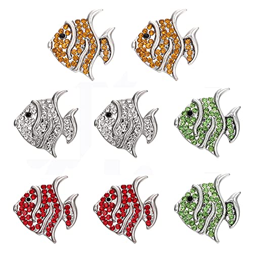 Duolai 8 Stück Kunst-Intarsien Strass Seefisch 18 mm Druckknöpfe Zubehör für austauschbare Druckknöpfe Charms Schmuckherstellung DIY Verstellbare Snap Halsketten Armbänder Ringe Ohrringe Set von brandname
