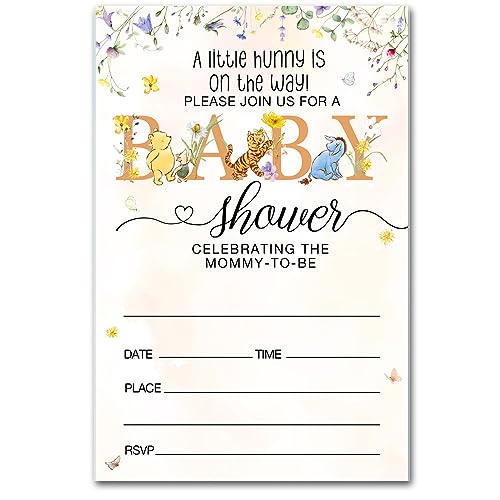 brayqu Winnie Puuh Baby Shower Party Einladungen Baby Shower Einladungen Winnie the Pooh Baby Girl Party Einladungen (20 Karten mit Umschlag) von brayqu